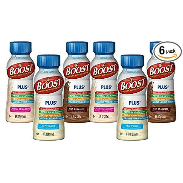 BOOST PLUS High Protein Drinks (6 Count) Variety Pack Strawberry