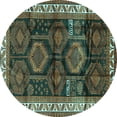 thumbnail image 1 of Ahgly Company Indoor Round Persian Turquoise Blue Traditional Area Rugs, 4' Round, 1 of 4