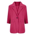 thumbnail image 5 of BODOAO Women's Ruched 3/4 Sleeve Blazer Lightweight Slim Fit Jacket with Padded Shoulders, Business Casual Open Front Work Office Layering Suit Coat for Daily Outfits and Meetings Hot Pink 2XL, 5 of 9