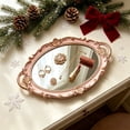 thumbnail image 6 of Cififendec Christmas Vintage Decorative Mirror Tray, Ornate Embossed Premium Mirror Dish for Xmas Vanity Table Accent Styling, 15.35"×9.65", Pink, 6 of 6