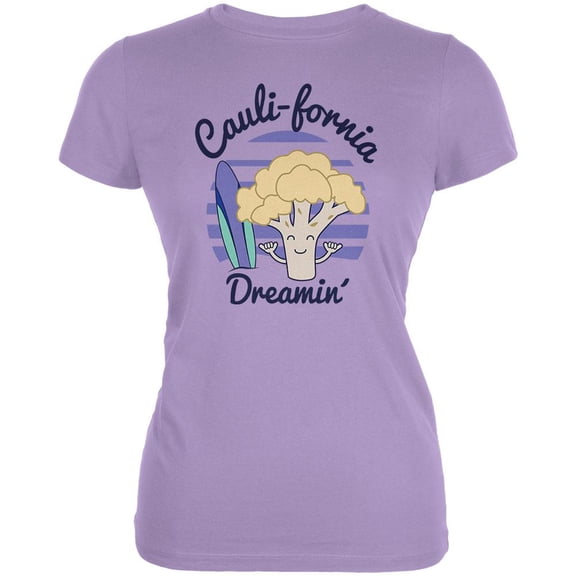 Vegetable Cauliflower California Cauli-fornia Dreamin Funny Juniors Soft T Shirt Lavender SM