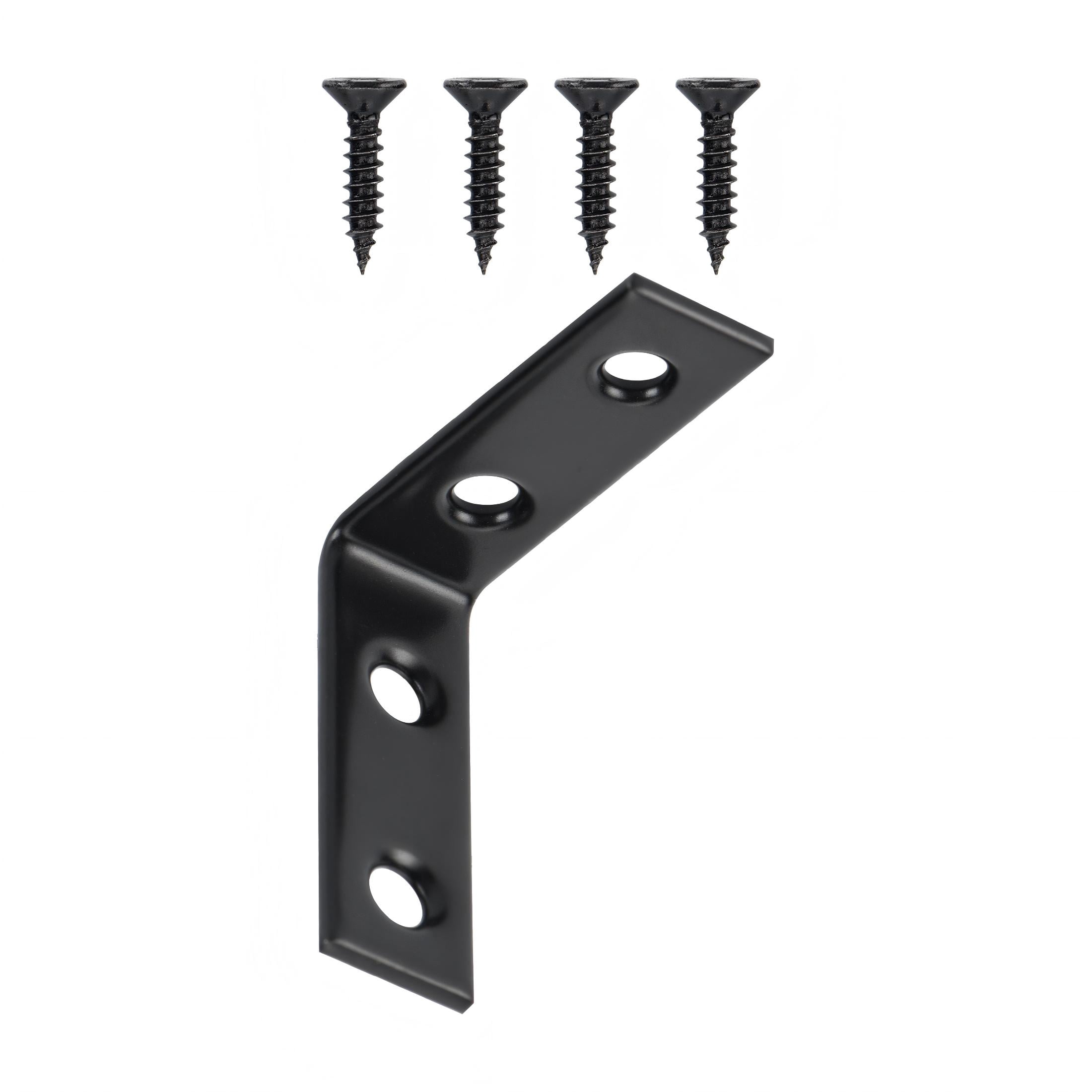 Hyper Tough 1-1/2 in. Stainless Steel Corner Brace with Screws, Black, 20 Pack
