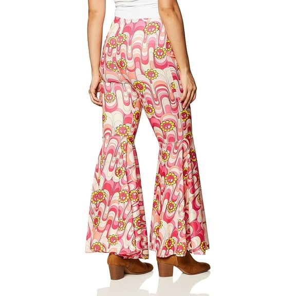 Forum Novelties Women's 60's Hippie Flower Power Bell Bottoms Adult Costume, Pink, One Size