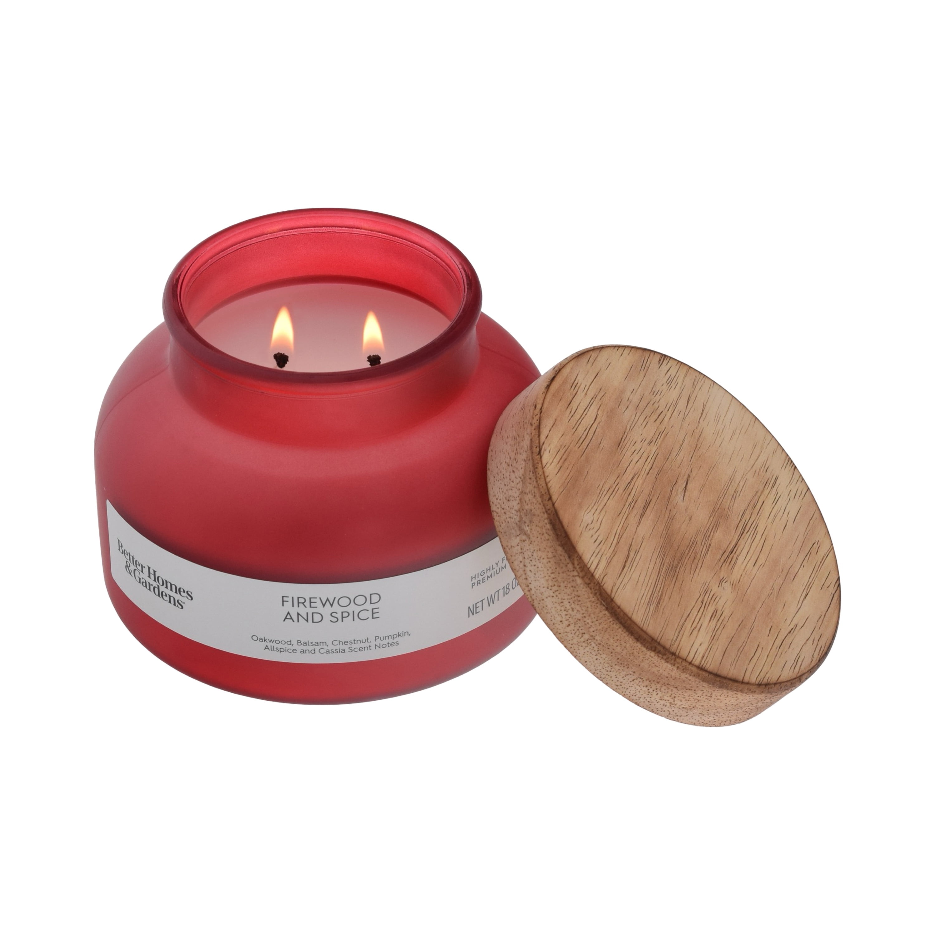 (4 pack) Better Homes and Gardens Firewood and Spice Scented 2-Wick Frosted Jar Candle 18oz.