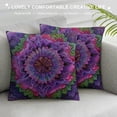 thumbnail image 3 of PRATYUS  Eggplant Throw Pillow Cushion Cover, Purple Mandala Shape with a Kaleidescopic Style Sixties Inspired Oriental Abstract Art, Decorative Pillow Case, Dark Purple White, 3 of 5