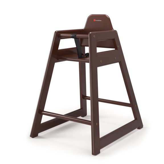 Foundations NeatSeat Wooden High Chair for Toddlers, Stackable, 3-Point Harness, Antique Cherry