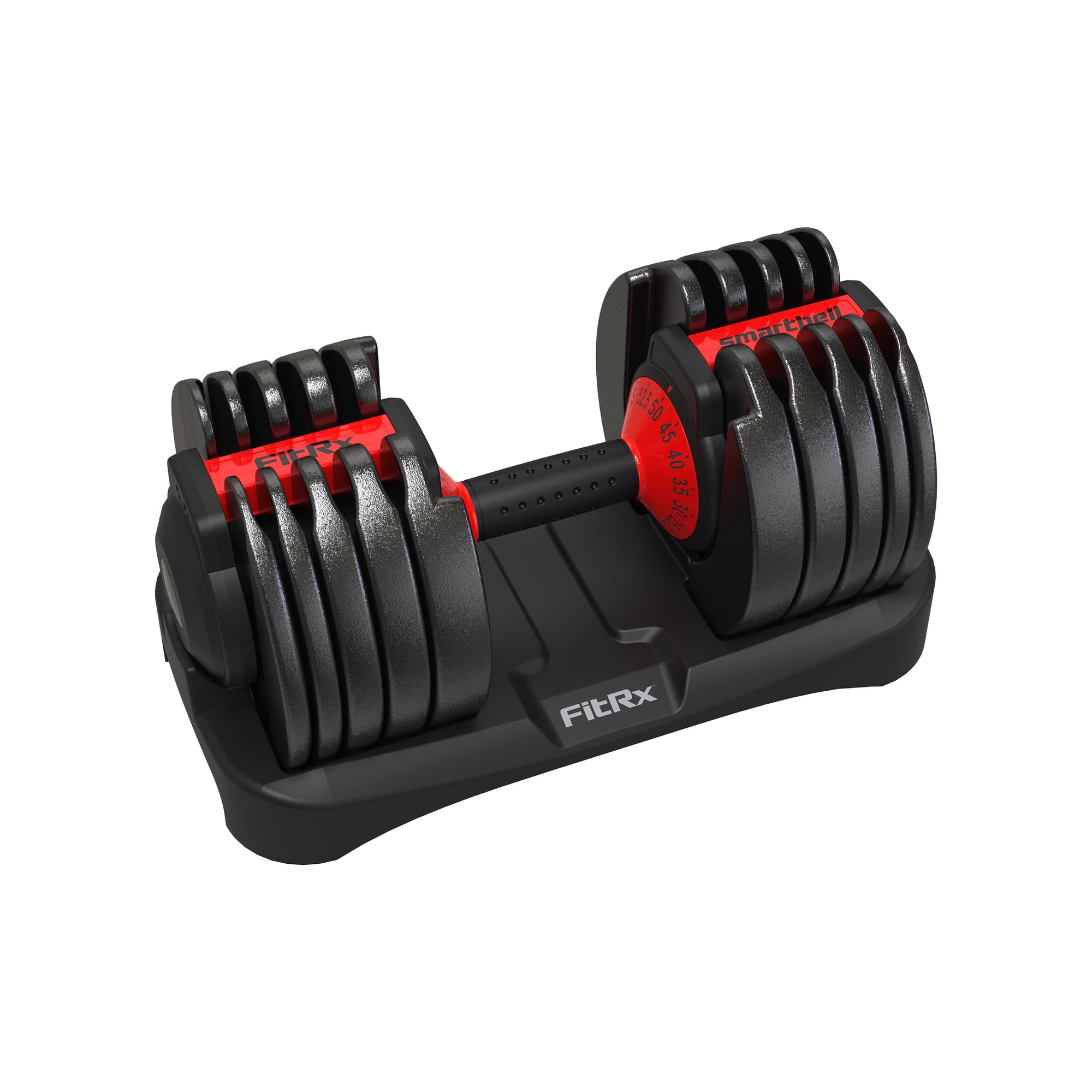 FitRx Adjustable Dumbbell, 52.5lb SmartBell Dumbbell with Quick-Select Weights for Home Gym