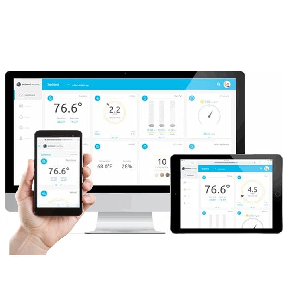 Ambient Weather WS-8482-X3 Wireless 7-Channel Internet Remote Monitoring Weather Station with Three Indoor/Outdoor Temperature & Humidity Sensors, Compatible with Alexa
