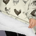 thumbnail image 3 of Oversized Wearable Blanket Hoodie,Beige Chicken Sketch Pattern Sherpa Blanket Hoodie with Super Pockets,Super Warm Fuzzy Pullover for Women & Men, 3 of 6