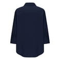 thumbnail image 5 of Outfmvch Womens Button Up Shirts Cotton Linen Loose Gauze Tunics Casual Tunic Tops Button Down Shirts for Women Cotton Dress Shirt Roll Up Short Sleeve Navy S, 5 of 5