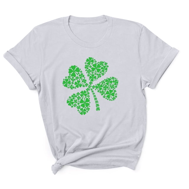 Besolor T-Shirts de la Saint-Patrick pour Femmes, Imprimé Trèfle, Manches Courtes, Col Rond Décontracté, Été, Graphiques