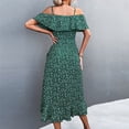 thumbnail image 4 of Print Dress, Floral Print Floral Dress Wrap Hem V Neck  For Home Green S, 4 of 6