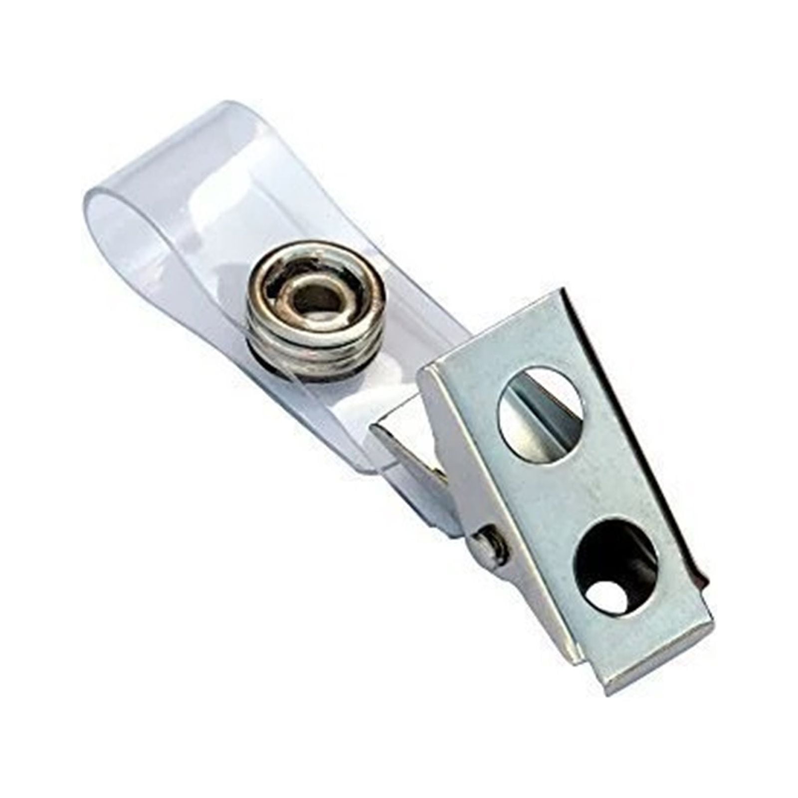 300 Pcs Premium Metal Badge Clips with Clear PVC Straps for ID Cards, Badge Holders, Name Tags, Work Badges, 1.0 Inches