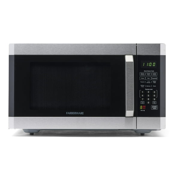 Farberware Microondas de encimera de 1100 vatios, 1,6 pies cúbicos - Horno microondas con sensor inteligente con iluminación LED y bloqueo para niños - Perfecto para apartamentos y dormitorios - Fácil