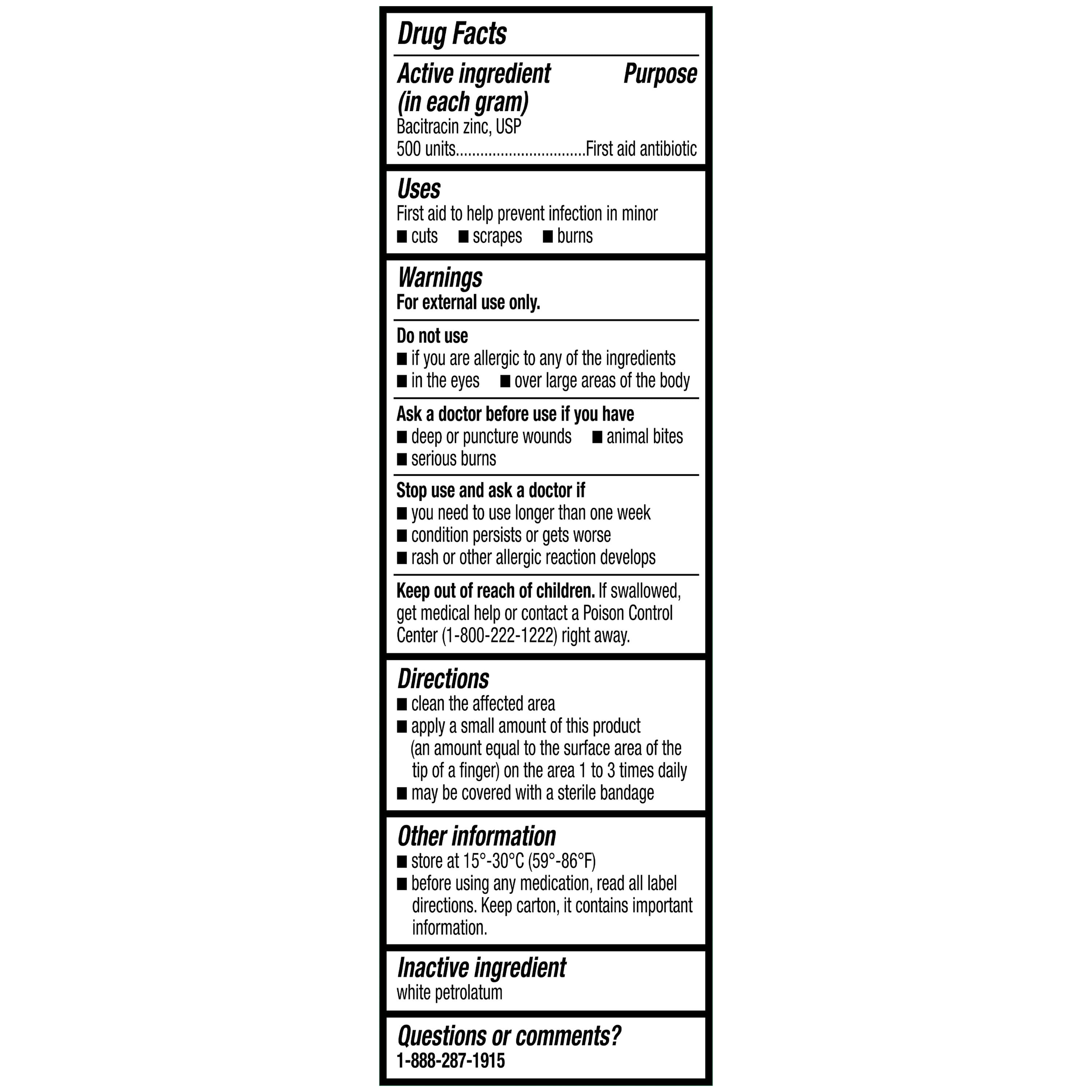 Equate Bacitracin Zinc USP Ointment, First Aid Antibiotic, 1 oz