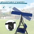 thumbnail image 3 of Melocadol 3 Seats Outdoor Porch Swing Glider, All-Weather Adjustable Canopy, Rust Proof Heavy Duty Stand Swing Chair for Garden, Lawn, Blue, 3 of 6