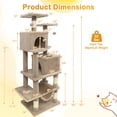 thumbnail image 3 of Gymax 57'' Cat Tree for Indoor Cats w/Dual Condos Hammock Sisal Scratching Posts Coffee, 3 of 10