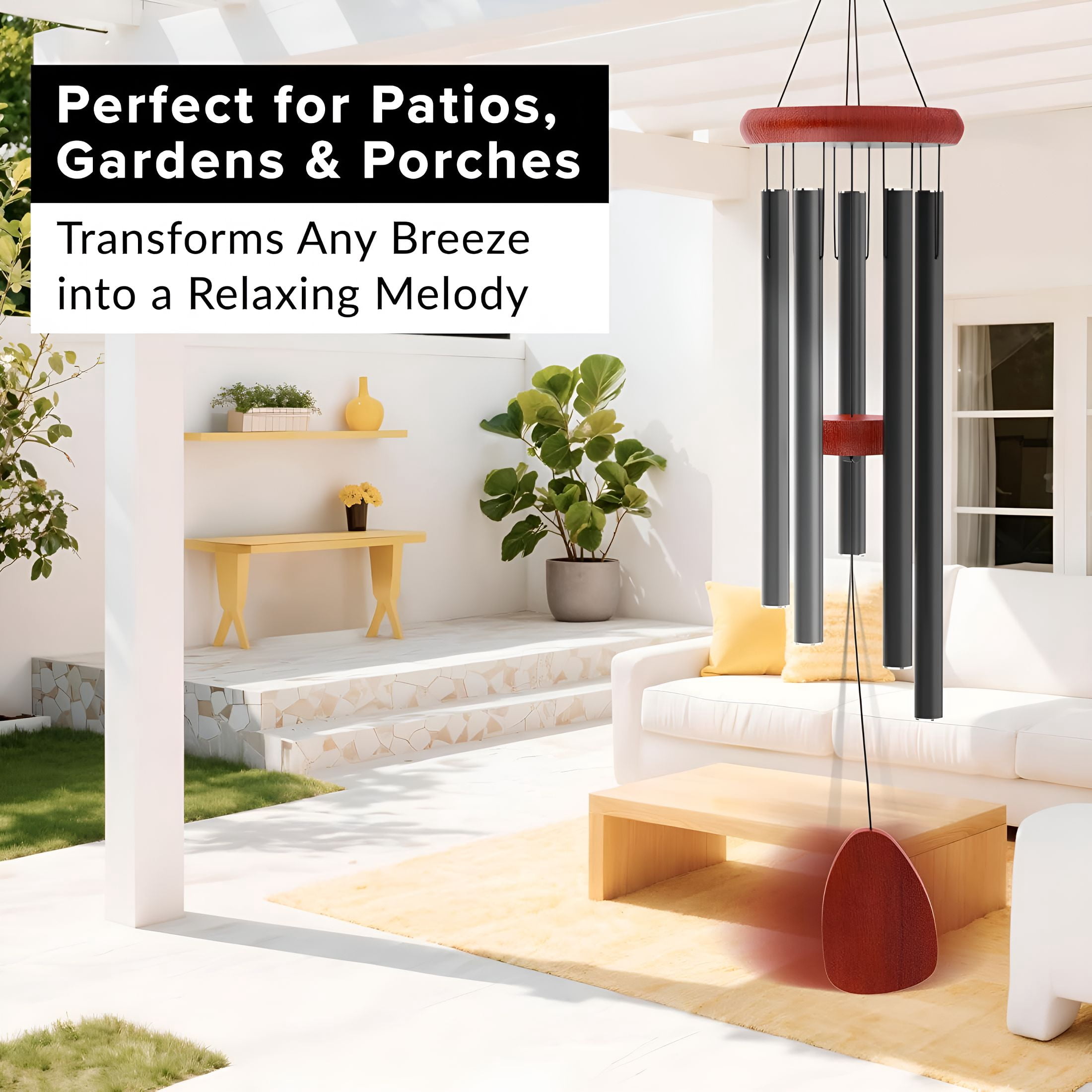 XIBUFE Wind Chimes for Outside - 37" Large Deep Tone Wind Chimes, Elegant Black Aluminum Windchimes Outdoors, Memorial Gift for Mom, Garden & Patio Decor