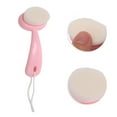 thumbnail image 3 of 1 Pc Soft ABS Cleansing Brush with Flat Hair Curved Handle Pink White 4.65"x2.09", 3 of 4