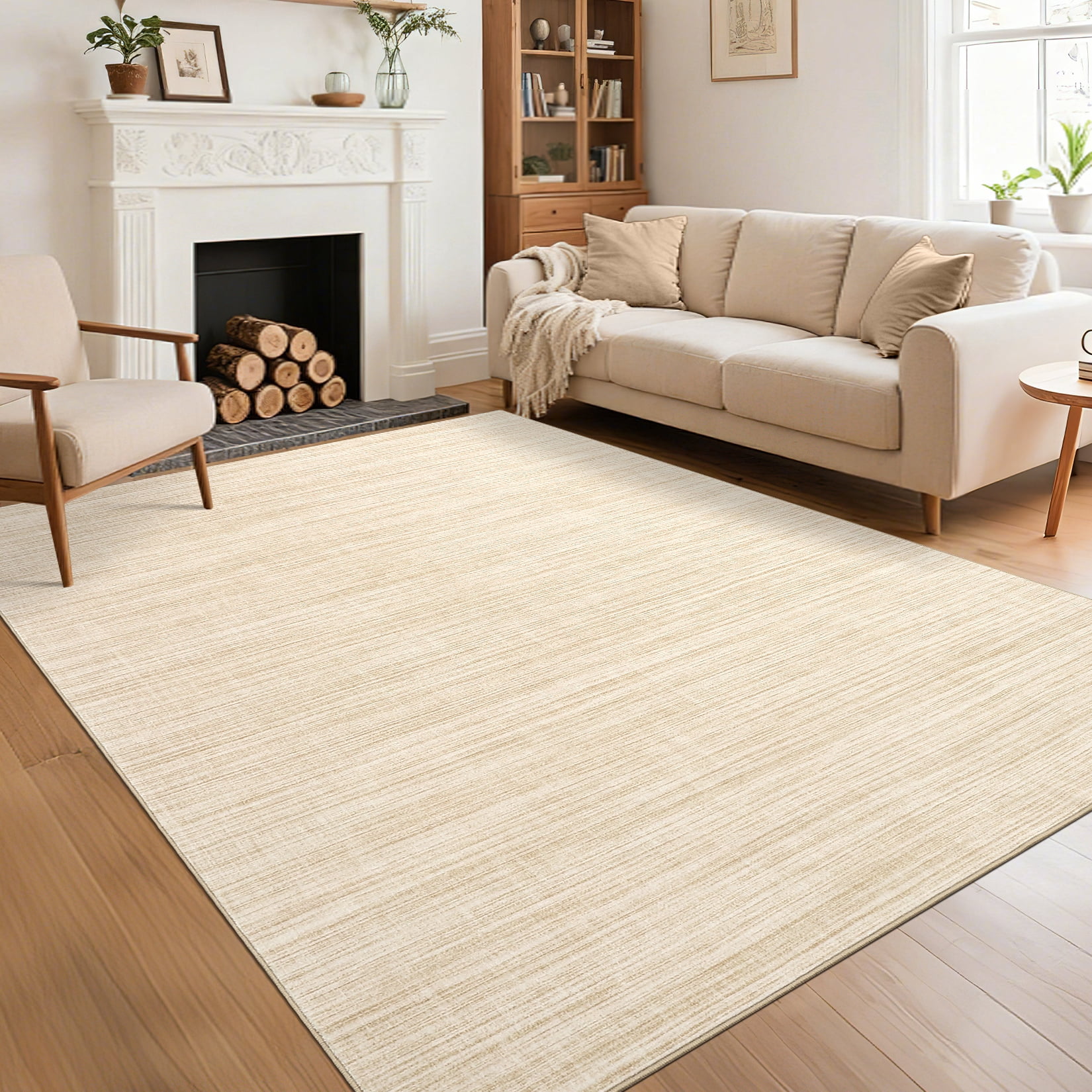Garvee 5'x7' Modern Solid Color Area Rug with Non Slip TPR Backing, Washable Rugs Low Pile Non Shedding Indoor Carpet for Living Room Bedroom Home Office, Camel