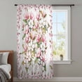thumbnail image 3 of Spring Floral Sheer Curtains 45 Inches Long, Retro Pink Orchid Flowers Leaves Botanical Light Filering Curtains, Breathable Simi Curtain Privacy Drapes for Kitchen Bathroom Small Window Treatment, 3 of 9