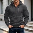 thumbnail image 4 of hoksml Men's Full Zip Up Hoodie Jacket Multi Pockets Casual Outerwear for Daily Wear Fall Work Travel Comfort, 4 of 8
