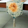 thumbnail image 3 of The HomeCentric Decorative Orange & Green Table Runner 16 x 90 inch Sequins Roses Tassels Cotton Fabric Floral Pattern Contemporary, 3 of 3