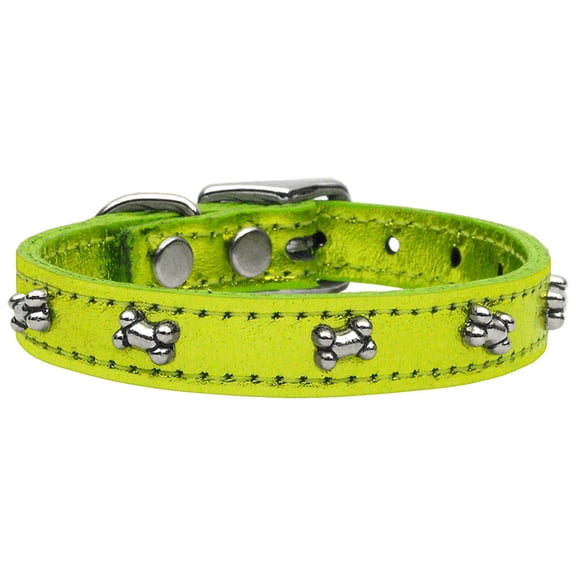 Metallic Bone Leather Dog Collar Size 26 Lime Green Lime Green Mtl 26