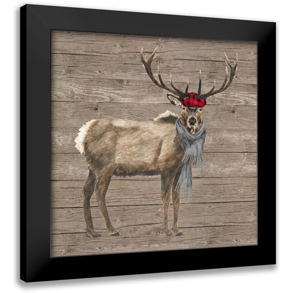 Reed, Tara 12x12 Black Modern Framed Museum Art Print Titled - Warm in the Wilderness Deer