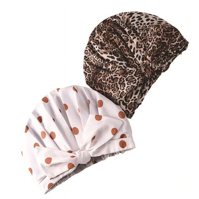 2 gorros de ducha de lujo para mujer, reutilizables, impermeables, gorro de ducha para cabello largo, revestimiento impermeable de EVA, con banda elástica ajustable