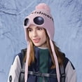 thumbnail image 7 of Ski Goggle Beanie Hat for Women Ear Flap Thick Fleece Lined Knit Skull Cap Pompom Warm Winter Outdoor Hats, 7 of 7