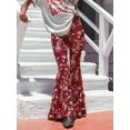 thumbnail image 3 of FEORJGP Women High Waist Long Pants Ethnic Style Floral Print Flare Pants Ladies Slim Ugly Funny Trousers Spring Summer Casual Sweatpants Bottoms Streetwear, 3 of 5