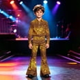thumbnail image 5 of Kiijoy Girls Sequins Print Flared Pants High Rise Stage Performance Trousers, Sizes 5-6, 5 of 7