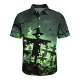 thumbnail image 4 of GrmtClth Mens Halloween Daily Wear Button Down Shirt Short Sleeve Full Spooky Rust Grain Print Soft Casual Blouse Hot Pink L, 4 of 5