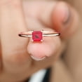 thumbnail image 4 of Rosec Jewels 4.5 MM Princess Cut Created Ruby Solitaire Engagement Ring, 10K Rose Gold, US 10.50, 4 of 7
