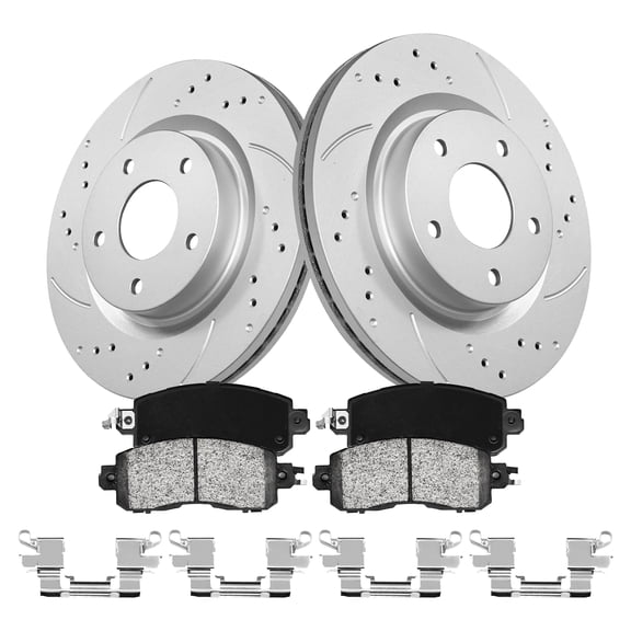 Funire Front Brake Pads And Rotors Kit Vented Compatible with Nissan Altima 2002-2006 Geomet Drilled Slotted Brakes Rotors Ceramic Brake Pads 11.6in(295.9mm)