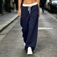 thumbnail image 5 of Nfurl Women's Baggy Sweatpants Wide Leg Pants for Women Sweatpants Pockets Elastic Waist Drawstring Casual Comfy Fleece Lined Sweat Pants Fall Winter Navy,XXL, 5 of 7