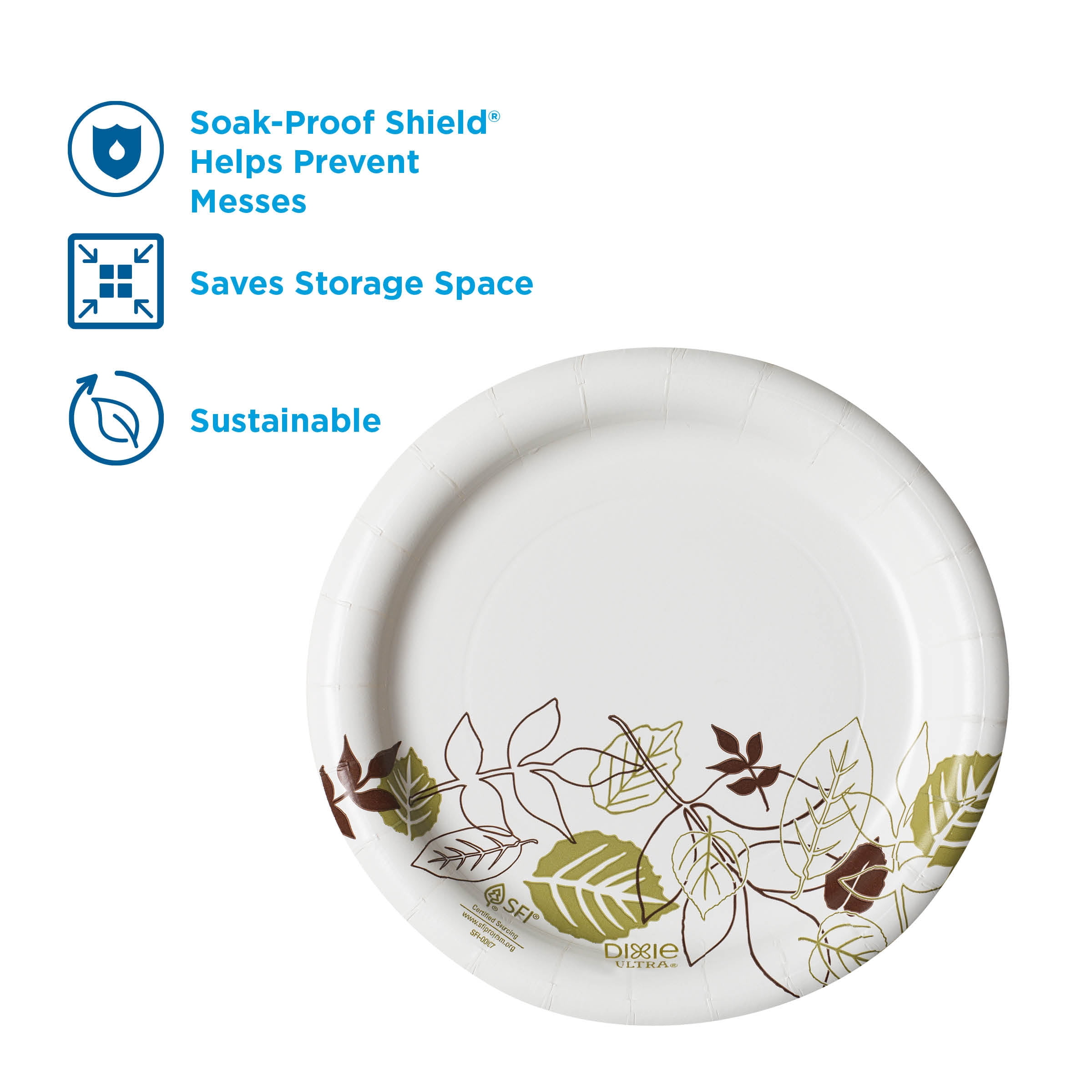 Dixie® Medium-Weight 7" Paper Plates, UX7WS, 125 Plates per Pack, 2 Packs per Case (500 Count)