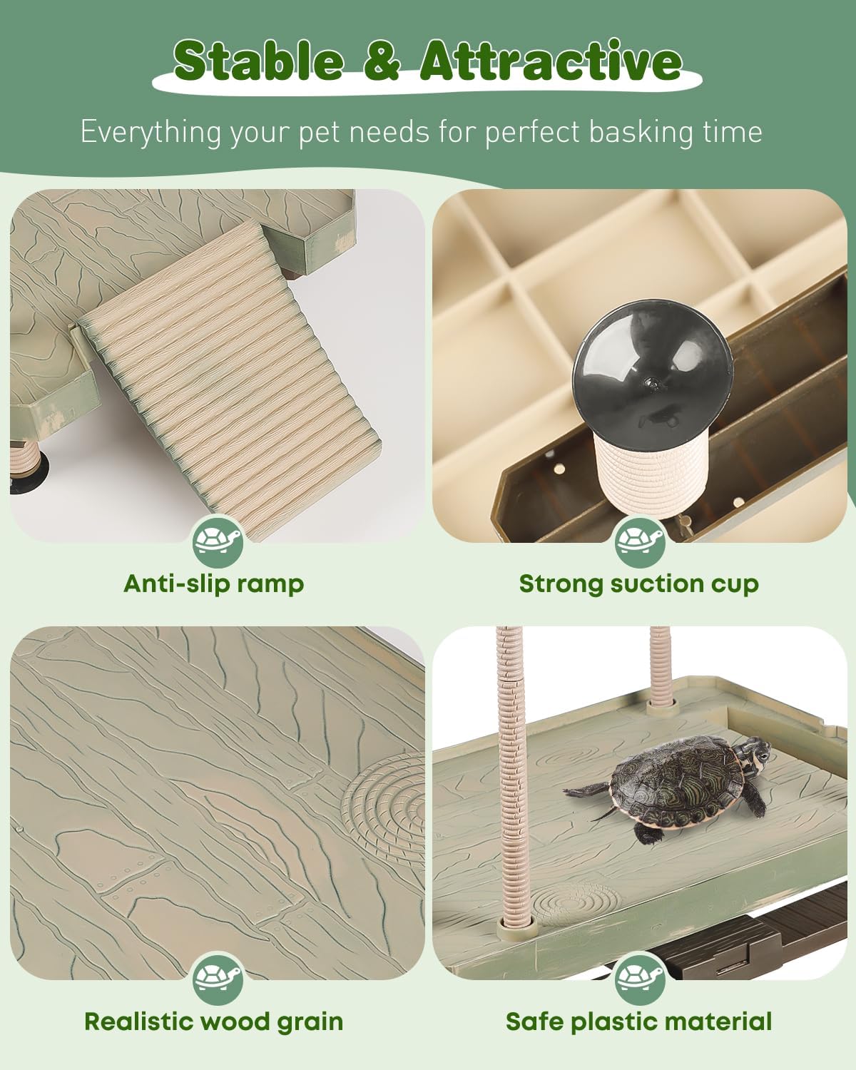 FINAQUA Floating Turtle Basking Dock with Ramp - For Aquatic Turtles, Fits 30 Gallon+ Aquariums
