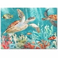 thumbnail image 2 of Area Rugs Indoor Non-Slip Rectangle Rug 2x3 Ft Teal Sea Turtle Retro Ocean Fish Seashell Coral Nautical Rug Rubber Backing Floor Mats Non Shedding Home Decor Carpet for Entryway Living Room, 2 of 8