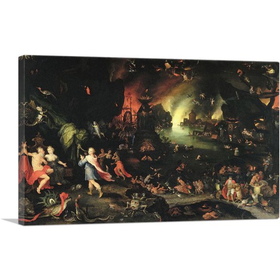 ARTCANVAS Orpheus Sings For Pluto And Proserpina 1594 Canvas Art Print by Jan Brueghel The Elder - Size: 12" x 8" (0.75" Deep)