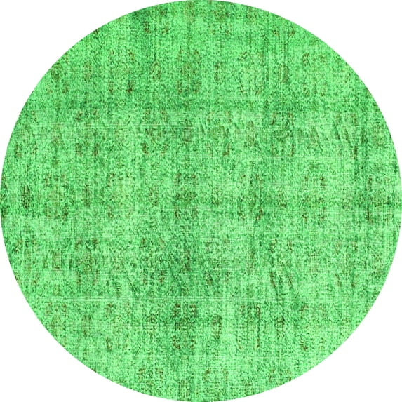 Ahgly Company Indoor Round Abstract Green Contemporary Area Rugs, 7' Round