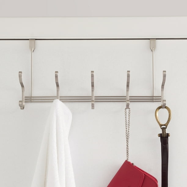 Over the Door 5 Hook Hanging Rack, Satin Nickel - Walmart.com - Walmart.com