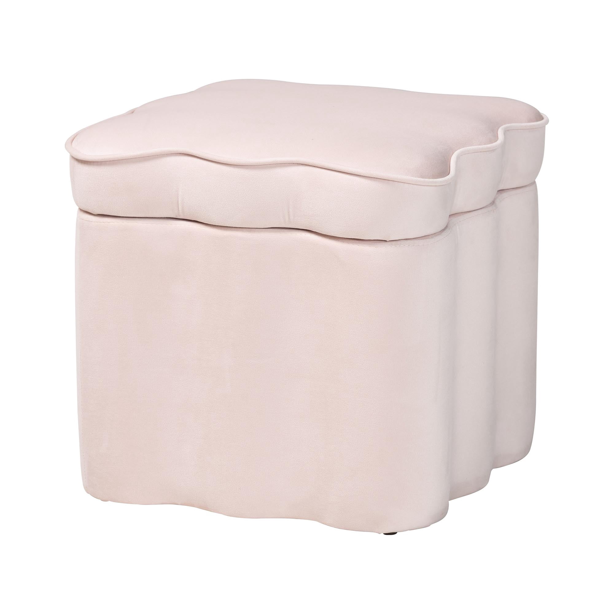 bali & pari Paulina Modern Luxe Storage Ottoman, Light Pink