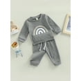 thumbnail image 3 of Newborn Baby 2Pcs Clothes  Set Letter/Rainbow Pattern Long Sleeve Crew Neck Pullover  Long Pants Set, 3 of 9