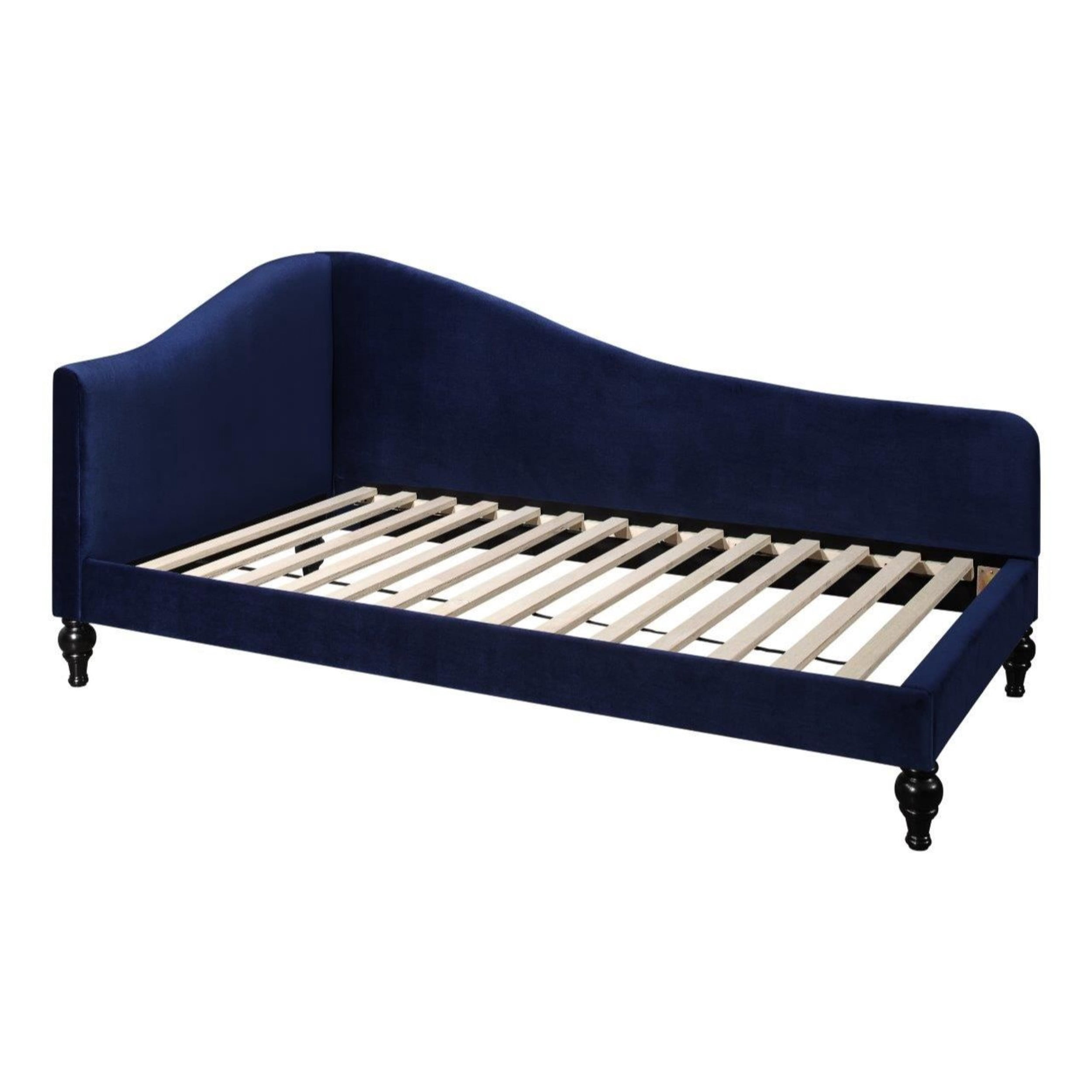 Home Design Enzo Luxurious Twin Daybed with Velvet Upholstery, Arched Back and Curved Armrests, Victorian-Style Legs, Foam-Filled Comfort, Blue