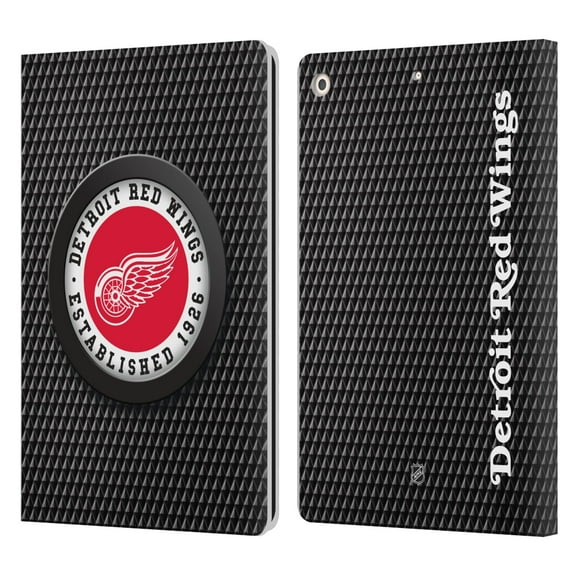 Head Case Designs Officially Licensed NHL Detroit Red Wings Puck Texture Leather Book Wallet Case Cover Compatible with Apple iPad 10.2 2019/2020/2021