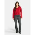 thumbnail image 2 of Time and Tru Women's Ribbed V Neck Sweater, Lightweight, Sizes XS-XXXL, 2 of 5