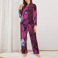 thumbnail image 2 of Balery ink Donkey Pop Art Conjunto de Pijama con Estampado para Mujer, Conjunto de Dos Piezas con Manga Larga, Ropa de Dormir Suave con Bolsillos, Pijamas Cómodos-Small, 2 of 7