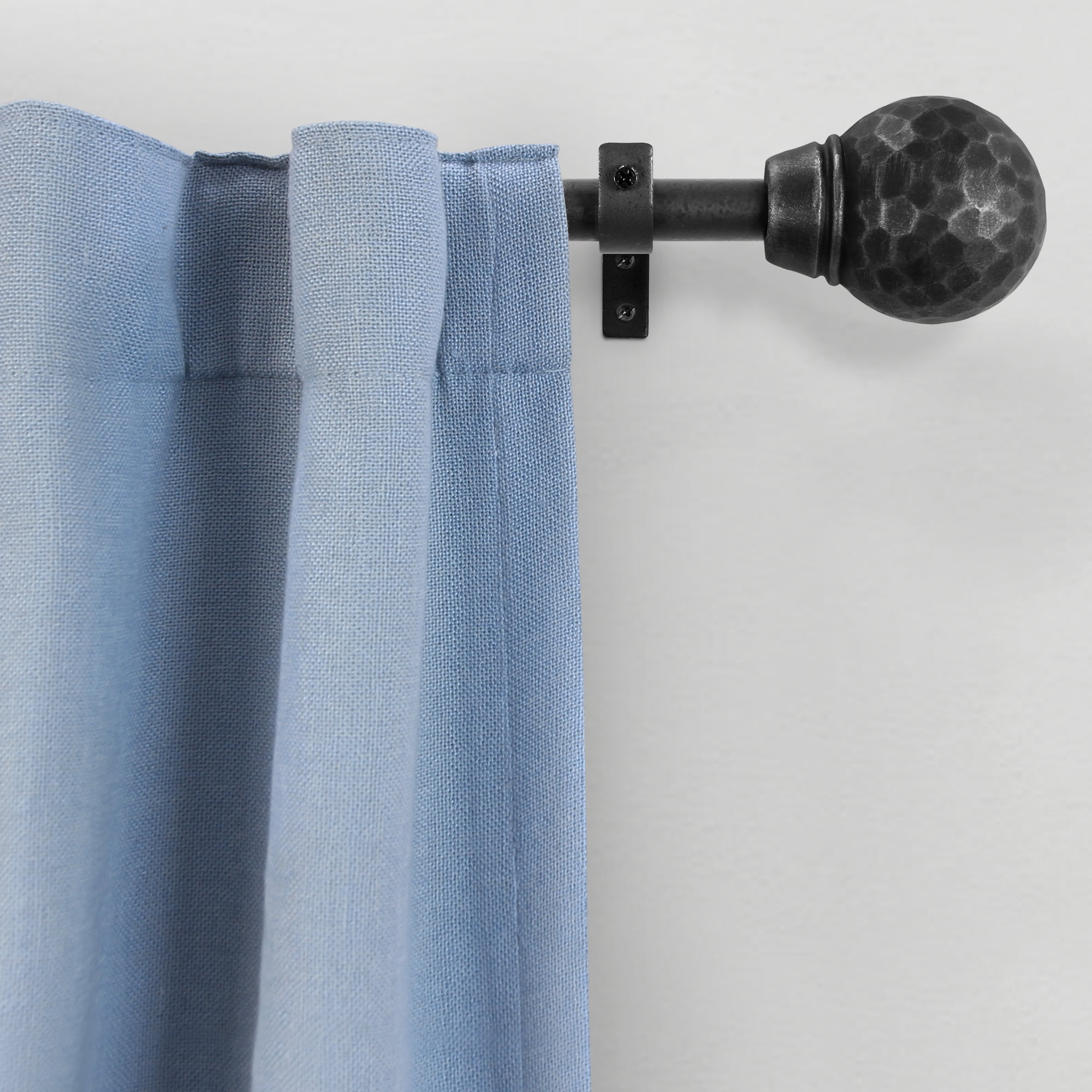 Mainstays 3/4" Textured Ball Single Curtain Rod Set, 25-84", Black